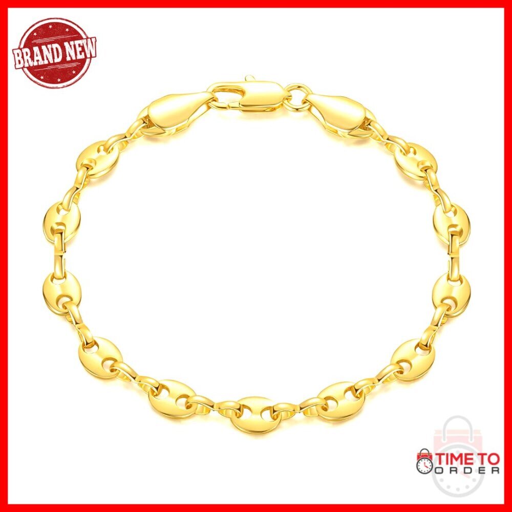 14K Gold Mariner Link Bracelet Lobster Clasp Sizes 6.5-9 Inches
